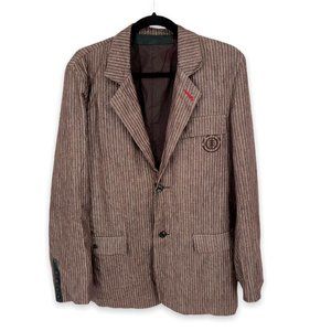 Element Skateboards Two Button Cotton Chevron Striped Casual Blazer Mens L Brown